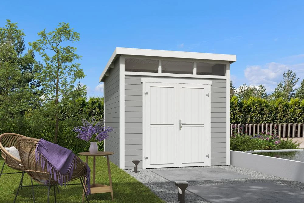 Outdoor Life Blokhut Kibo 3 Platinum Grey-Wit 250 x 250 cm - Afbeelding 1